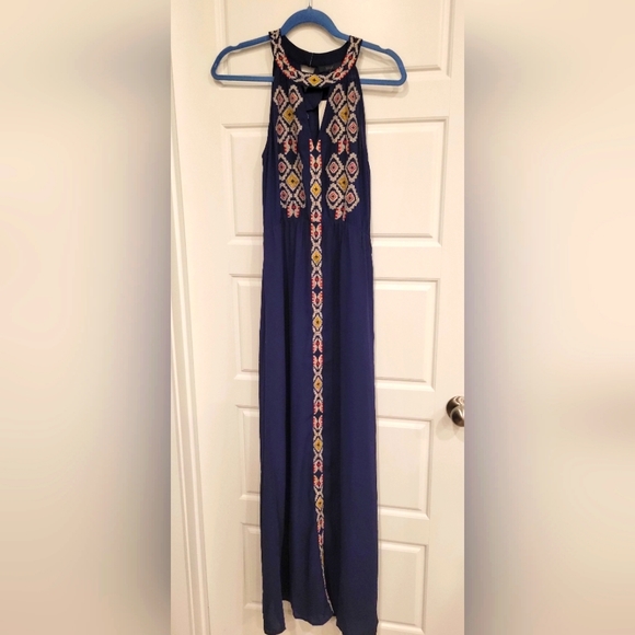 THML Embroidered Navy Maxi Dress - Picture 4 of 13